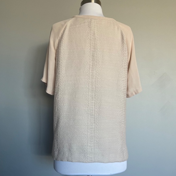 Vince Textured Phyton Pattern Cocktail Blush Pink Blouse Casual Top T-Shirt - Picture 5 of 14